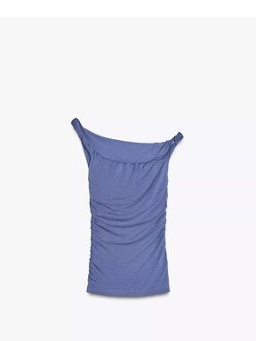 Zara Blue Off-Shoulder Ruched Tank Top